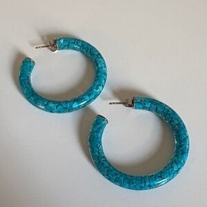 Kendra Scott Sonnie Sterling Silver and Blue Hoop Earrings